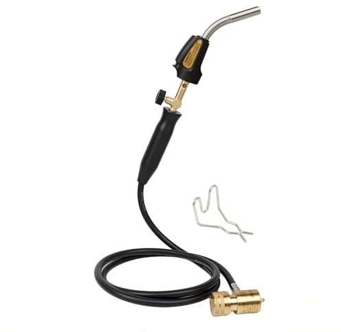 ICOOL Propane Torch with Hose, Mapp Gas Torch with Valve, Trigger Start Maximum Temperature 3600℉, CGA600 Cylinder Connection, Welding Torch for Soldering, Plumbing, HVAC (Includes Cylinder Clip)