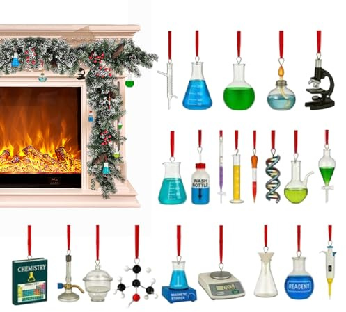 2025 Chemistry Advent Christmas - 2D Acrylic Holiday Decor - 24 Days Pendants Advent Countdown Calendar - for Front Door Office Staircase Windowsill Mantel Wall Garden Backyard Living Room Bedroom