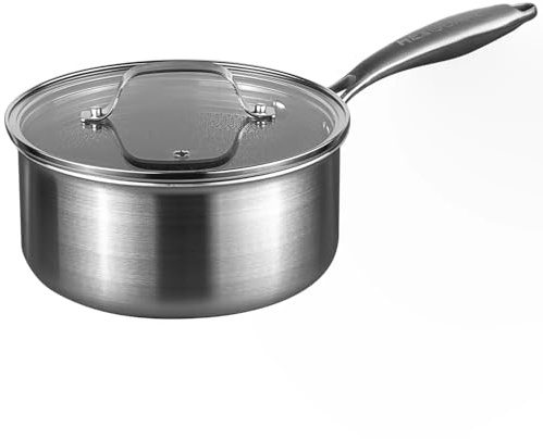 Prochef Saucepan, Stainless Steel, Non-Stick HexGuard Coating, 20 cm Diameter x 10 cm Height, 1.25 kg, Oven Safe to 230°C, Silver