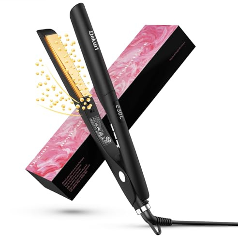 Dekuri Piastra lisciante per capelli 2 in 1, piastra liscia in titanio, riscaldamento rapido 30 s, display LED 120-230 ℃, piastra per capelli ionica per donne