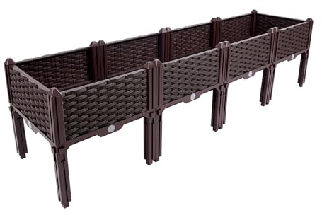 Aiuola rialzata da giardino, per giardino, terrazza, balcone, 156 x 38 x 39 cm, marrone
