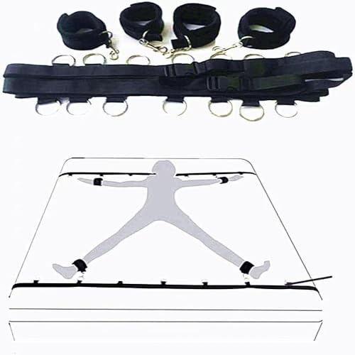 Kit BDSM de bondage sexuel pour couples, système d'attaches pour lit avec menottes et entraves réglables, kit d'attaches pour chambre à coucher destiné aux jeux de rôle et aux jeux SM pour adultes