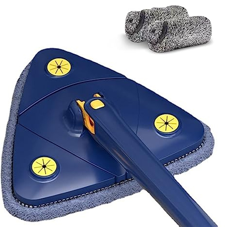 Trapeador triangular giratorio de 360 grados con mango largo a mano, imitación de lavado a mano, artefacto de limpieza del hogar multiusos para suelos más