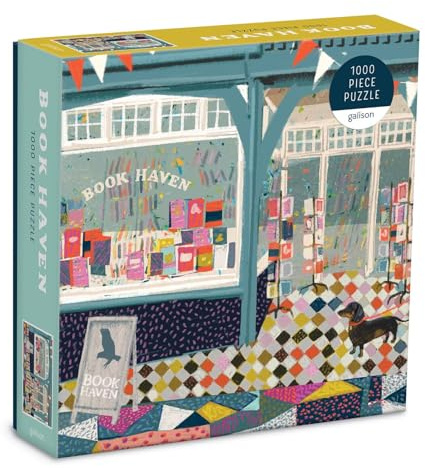 Galison 9780735368583 Book Haven 1000 Piece Puzzle in Square Box, [Mixed]