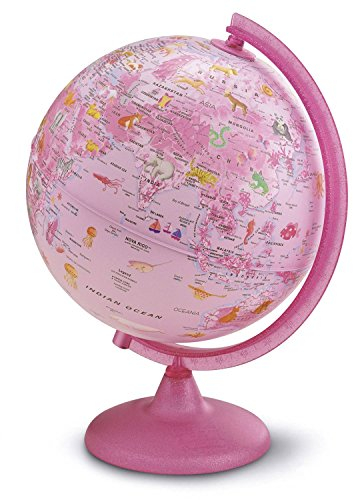 Kinderleuchtglobus ZP 2562 Zoo Rosa: Kinderleuchtglobus 25 cm, Kunststoffausstattung in Rosa, Glitzer im Fuß, mit Abbildungen: Kinderleuchtglobus 25 cm, Rosa, Kunststoffausstattung (Globus für Kinder)