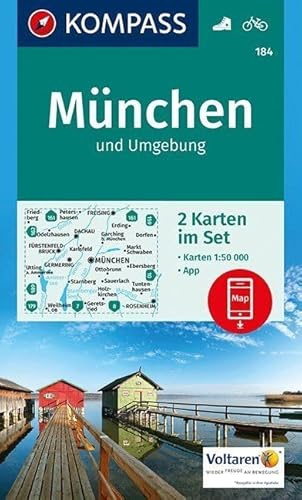 KOMPASS Wanderkarte München und Umgebung: 2 Wanderkarten 1:50000 im Set inklusive Karte zur offline Verwendung in der KOMPASS-App. Fahrradfahren. (KOMPASS-Wanderkarten, Band 184)