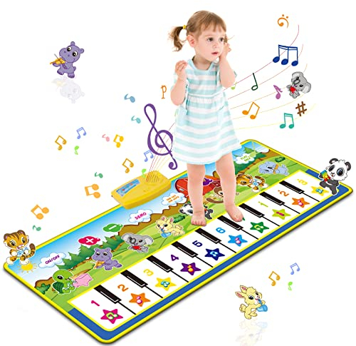 m zimoon Kids Piano Mat, Piano Music Mat Dance Mats Touch Play Mats Floor Keyboard Musical Carpet Mat Gift Toys for 1 2 3 4 5 Years Old Kids Boys Girls Toddlers (100 × 36 cm)