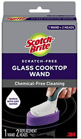 Scotch-Brite Glass Cooktop, Chemical-Free Cleaner for Stove Tops, Works with Just Water, 1 Wand, 2 Replacement Heads