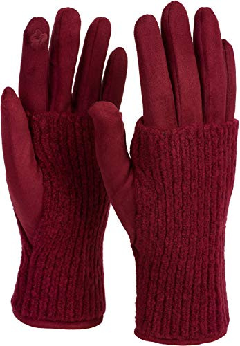 styleBREAKER Damen 3-in-1 Touchscreen Stoff Handschuhe Stulpe | Leitfähige Fasern für Smartphones, fingerlose Strick-Manschette einzeln oder kombiniert tragbar, Einheitsgröße 6-8 EU.