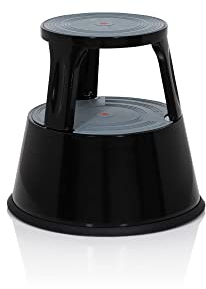 hjh OFFICE Tritthocker TIO-M II Metall Elefantenfuß, Höhe 42 cm, bis 150kg belastbar, mit Rollen 830006 Schwarz