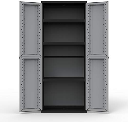 Kreher Kunststoffschränke | Aufbewahrungsschrank in neutraler Optik. Mit höhenverstellbaren Böden und abschließbaren Türen in 3 verschiedenen Modelle (Schrank mit 3 Böden)