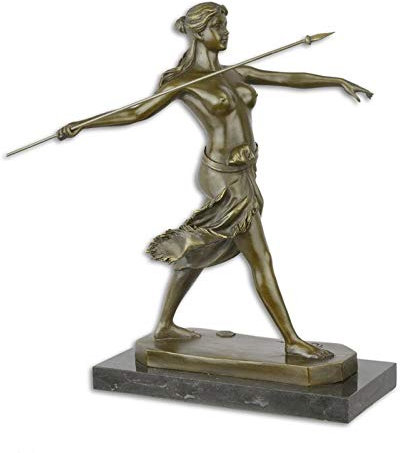 Decoratie Bronzeskulptur Bronzefigur Bronzestatue Deko Speerwerferin 29,6 cm