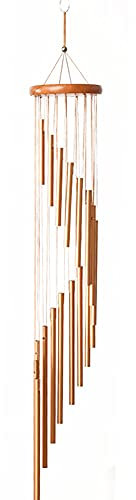Alnicov Campanelli a vento per esterni, campanelli a vento commemorativi, 89 cm, con 18 tubi in lega di alluminio, per giardino, patio, casa e interni (dorato)