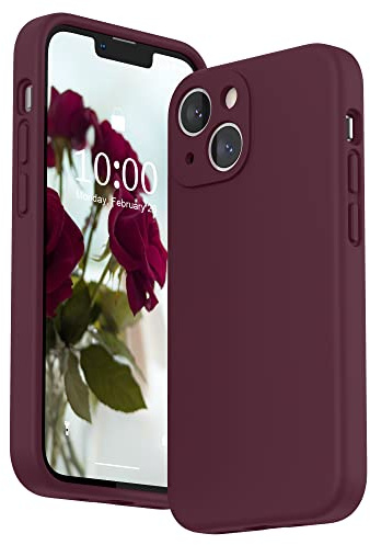 SURPHY Compatible with iPhone 13 mini Case, Liquid Silicone Shockproof | with Screen Protector, Protection for Each Lens, Thickened Rubber Cover for iPhone 13 mini 5.4, Plum