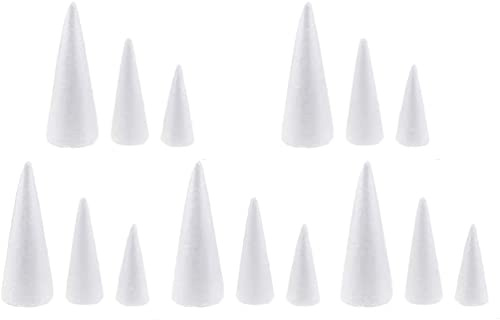 U/D Styroporkegel, Styroporschaum, 15 cm, 20 cm, 25 cm, 15 Stück, Modern, Weiß, Schaumstoff, DIY-Projektmaterial
