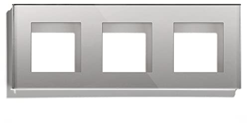 BSEED Panel de vidrio con marco para interruptores de luz y enchufes Gris 228 mm