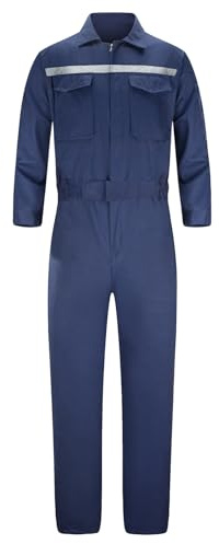 Yukirtiq Herren Arbeitsoveralls Handwerker Overall Arbeitsanzug Werkstatt Rallyekombi Mechanisch Arbeitskleidung Reflektierend Anzug Arbeitsoverall, Navy Blau, M