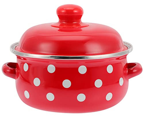 TOPBATHY Emaille-Suppentopf mit Deckel, Emaille auf Stahltopf, Dampf, Suppe, Schüssel, Deckel, Keramik, Servierschüssel, Suppenschüssel mit Griff, Zwiebelsuppe, Antihaft-Kochtopf mit Deckel