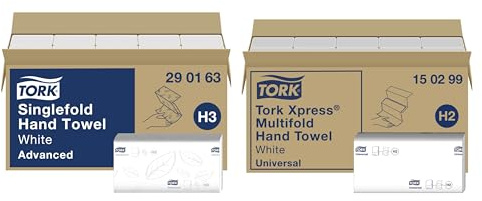 Tork Xpress Multifold Papierhandtücher 150299 - H2 - mehrfach gefaltet, 2-lagig, weiß - 20 x 237 Tücher & Tork Zickzack Papierhandtücher Advanced 290163 - H3-2-lagig, weiß, groß - 15 x 250 Tücher