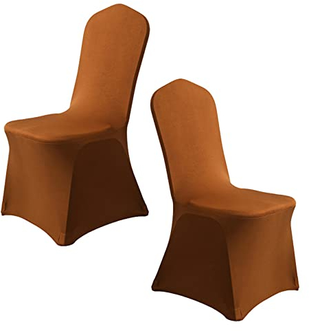 UVCMDUI Stuhlhussen Hochzeit 10/20/30/50/100 StüCk Stretch Moderne Chair Cover, Stuhlhussen Brautpaar Hochzeiten und Feiern Geburtstag Dekoration,Braun,50pcs