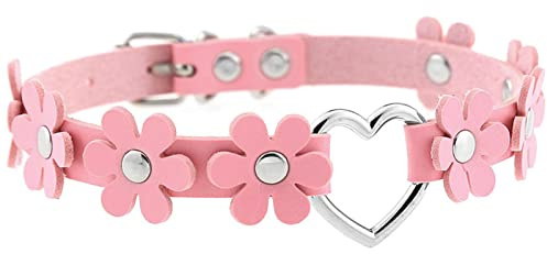 Aroncent Damen Halskette Choker Halsband Spitze Leder Halskette Choker Herz Halsreif für Frauen Mädchen Damen