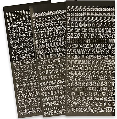 WIKAKERZEN Sticker Buchstaben-Set Groß- und Kleinbuchstaben mit Zahlen zum Beschriften von glatten Flächen wie Kerzen zur Taufe Kommunion oder Hochzeit (Schwarz, Schriftart Gerade)