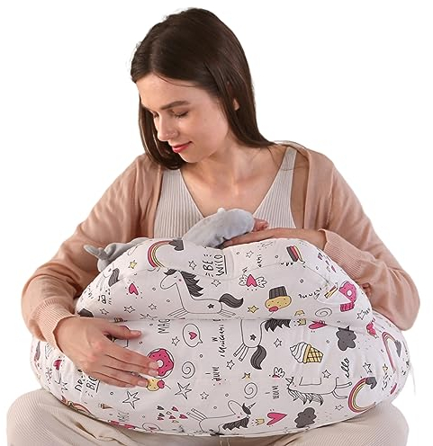 BATTOP Nursing Pillow for Breastfeeding with Removable Covers, PlusSize Breastfeeding Pillows for Mom, Bottle Feeding Pillow, Extra Pillow on Top for More Support for Mom