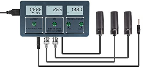 ERYUE New Professional 8 in 1 Multi-parameter Water Testing Meter Digital LCD Multi-function Water Quality Monitor PH/EC/TDS/SALT/S.G/CF/ORP/Temperature Multiparameter Water Quality Tester