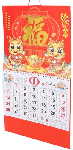 jojofuny 2024 calendrier chinois traditionnel calendrier du peinture de paysage décoration d'intérieur mural papier décorer Acrylique rouleau suspendu lunaire