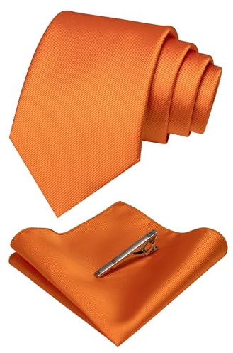 JEMYGINS Herren Hochzeit Krawatten und Einstecktuch krawattenklammer Set einfarbig