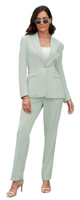 Damen-Anzüge für Beruf, 2-teiliges Büro-Arbeitsanzug-Set, schmale Passform, Ein-Knopf-Blazer, Jacke und Hose, Hellgrün, X-Groß