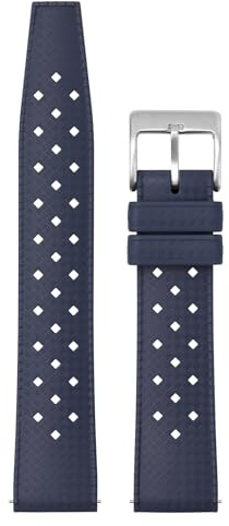 FKM Gummiklockarmband 20 mm 22 mm, vattentäta tropiska mjuka klockarmband med rent rostfritt spänne, snabbfrigörande andningsbara armbandsur remmar 2 fixerade öglor, utbytesarmband för män kvinnor