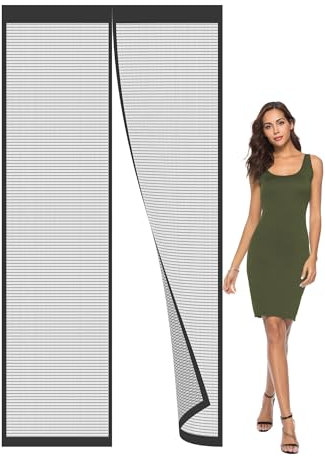 Fliegengitter tür 300x195cm Magnet Insektenschutz Balkontür Fliegengitter Anti-Moskito-Mesh-Vorhang mit leistungsstarken Ideal für Balkontür,Kellertür und Terrassentü Schwarz