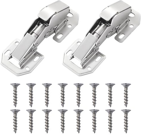 2 Pcs Cabinet Hinges 90 Degree, Soft Close Wardrobe Doors Hinges with Screws, Mute Cupboard Hinges for Kitchen Wardrobe Bookcases Bathroom Cabinet Door