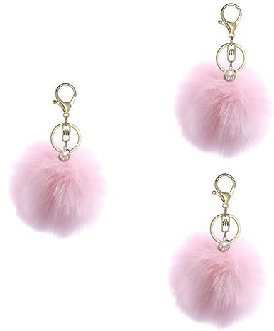 SOIMISS 3stücke Rosa Flauschiger Pompon Schlüsselanhänger Süßer Für Handtaschen Weicher Als Taschenanhänger Für Kreative Einfach Zu Befestigen Mit Karabinerhaken