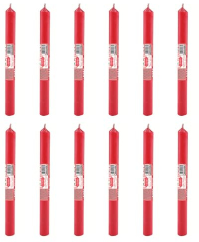 Cereria Di Giorgio - 12 Candele Cilindriche a Colore Pieno - Rosso - Profumazione Frutti Rossi - Diametro 1.9 cm Altezza 20 cm - Durata 7 ore - Collezione Melrose