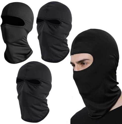 AIYVELU Pasamontañas de 3 piezas, pasamontañas, pasamontañas de moto, máscara cortaviento transpirable, protector UV, protector de cuello para hombres mujeres para motociclismo,ciclismo y esquí, negro