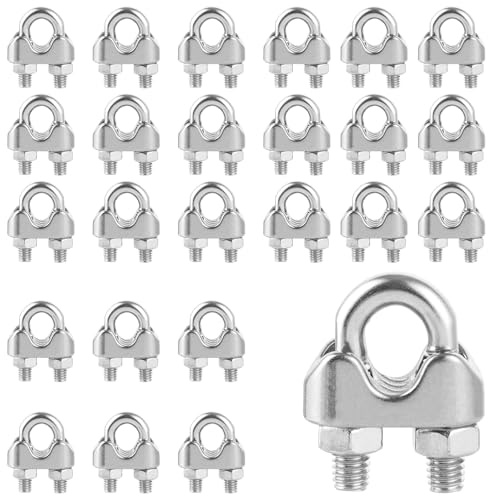 MIVIDE 30 Stück Drahtseilklemme 5mm, Drahtseilklemme Edelstahl 304 | Seilklemmen 5mm Edelstahl, M5 Bügelseilklemme Edelstahl U-Bolzen für Drahtseil Seilklemme Klemme Wäscheleine Markise