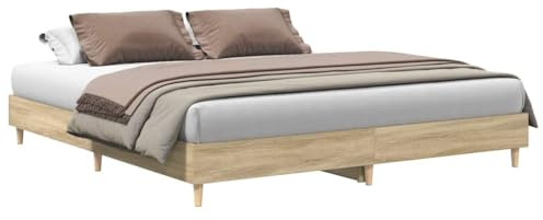 vidaXL Estructura de Cama sin colchón Roble Sonoma 200x200 cm, Muebles de Dormitorio, Base de Cama, Cama Doble, Cama, armazón de Cama, Cama con palets