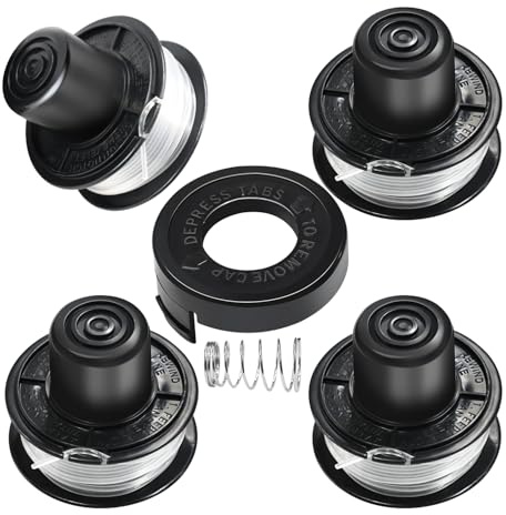 Uchidodo Hilo Desbrozadora para Black y Decker Cortadora, 4 Carretes | Longitud 5,1 m, Diámetro 1,6 mm con Cubierta Y Resorte