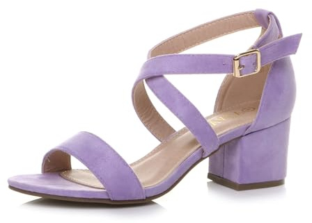 AJVANI Womens ladies mid low block heel peep toe ankle strap strappy party sandals size