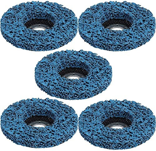 CEHJZQRPL Cepillo de rueda Alambre de nailon Eliminación de cepillo Rueda abrasiva Pintura Madera Plástico Nylon Rueda de pulido Eliminación de óxido Pulido limpio Coche Almohadilla de pulido azul 5 p