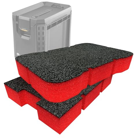 Shadow Foam Insert Pack Compatible with Toughbuilt® StackTech Compact Tool Box | Cut and Peel Foam for Toolbox Organisation, Kaizen, 5S (Red, 50mm)