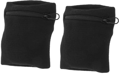 Healvian 2 Stück-Pack Sport Armbänder aus Baumwolle mit Reißverschlusstasche Schweißabsorbierend Handgelenktasche für Schlüssel und Smartphone Outdoor Wallet für Läufer und Fitness