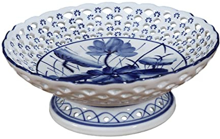 Mikinona Piatto di Frutta in Ceramica Blu, Elegante, Delicato