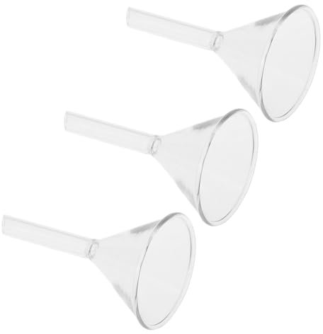 Zerodeko Embudo de Vidrio Transparente de Laboratorio Tallo Corto en Forma Triangular, 3 Piezas para Verter Líquidos Precisión y Filtrar Sólidos
