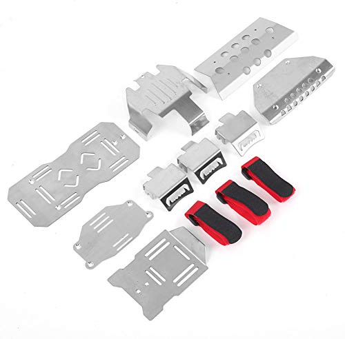 Drfeify Placa Protector de Chasis de Acero Inoxidable para ‑6 G63 6x6 1/10 RC Car, Plataforma de 8 Piezas de Plata, Protección Inferior de Vehículo Mejorada, para Amantes del Automóvil RC