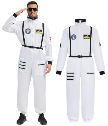 Mrsclaus Astronaut Kostüm Herren Damen Weltraum Kostüm Erwachsener Faschingskostüm Weltall Space Pilot Cosplay Outfit Astronauten für Karneval Fastnacht Halloween C071-M