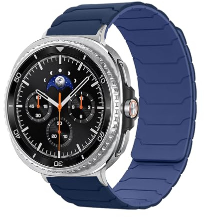Hinnwer Magnetisk rem kompatibel med Samsung Galaxy Watch 8, 40 mm, 44 mm/8 Classic 46 mm för kvinnor och män, starka silikon dubbla magnetiska sportband för Samsung Galaxy Watch 8, Silikon