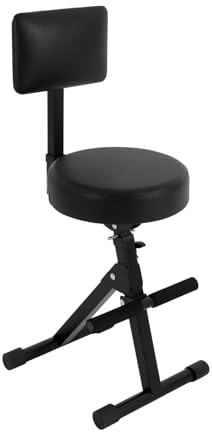 Gitarrenhocker Schlagzeughocker mit Rückenlehne höhenverstellbar 70-98cm Gitarrensitz Arbeitshocker Bügelstuhl Verstellbarer Trommelhocker bis 100kg, Schwarz